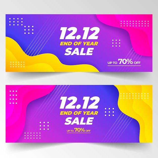 Vector gratuito gradiente 12.12 venta conjunto de banners horizontales.