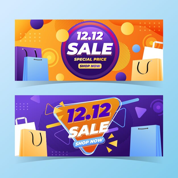 Gradiente 12.12 venta conjunto de banners horizontales.