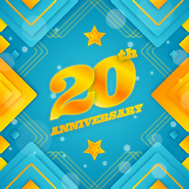 Gradiente 20 aniversario o tarjeta de cumpleaños.
