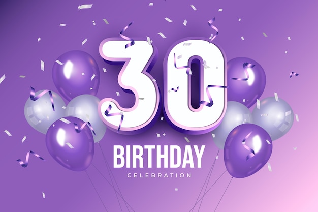 Vector gratuito gradiente 30 aniversario o tarjeta de cumpleaños.