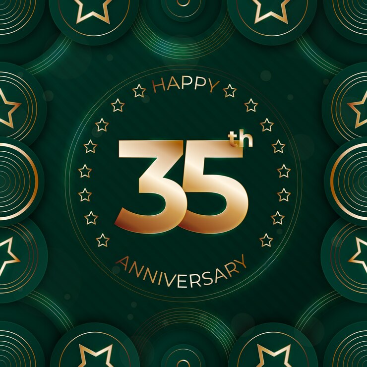 Vector gratuito gradiente 35 aniversario o cumpleaños.