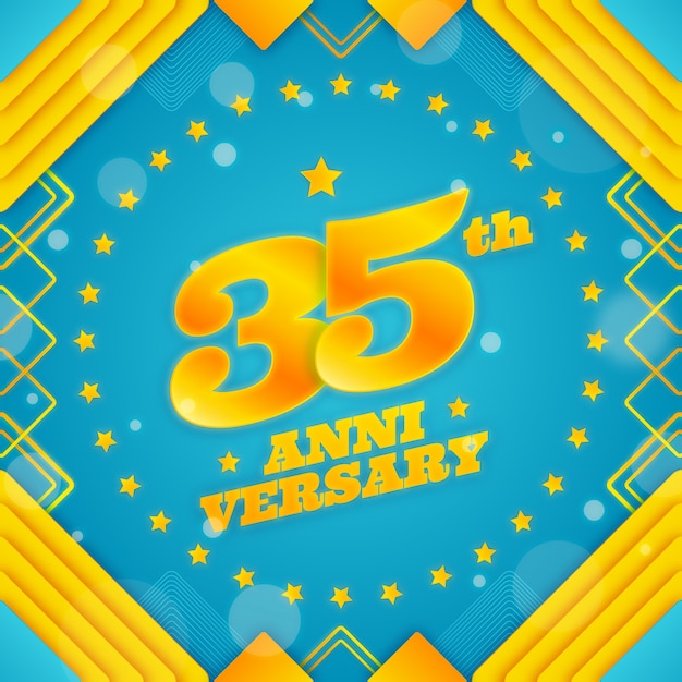 Vector gratuito gradiente 35 aniversario o tarjeta de cumpleaños.