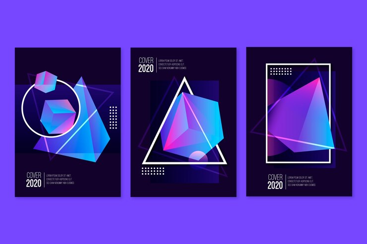 Vector gratuito gradiente 3d cubos geométricos en fondo oscuro