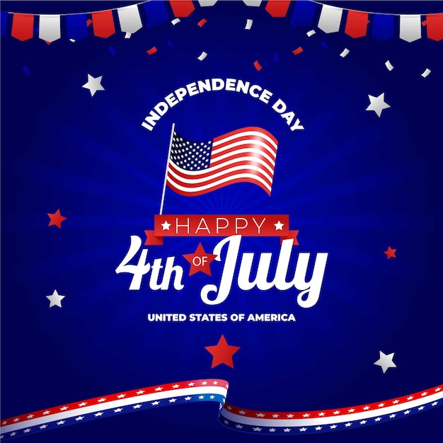 Vector gratuito gradiente 4 de julio - ilustración del día de la independencia