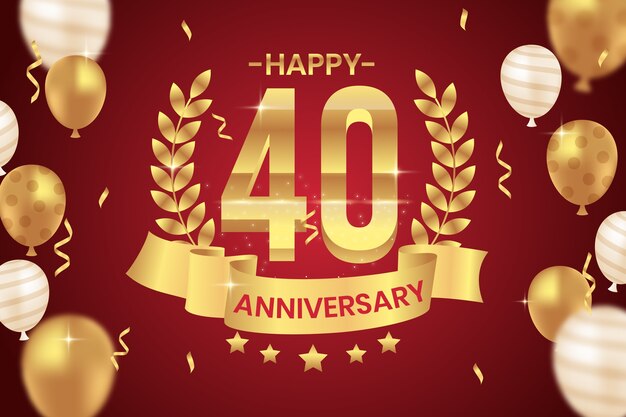 Gradiente 40 aniversario o diseño de cumpleaños.