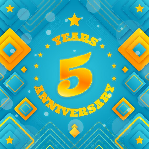 Gradiente de 5 años de aniversario o tarjeta de cumpleaños.