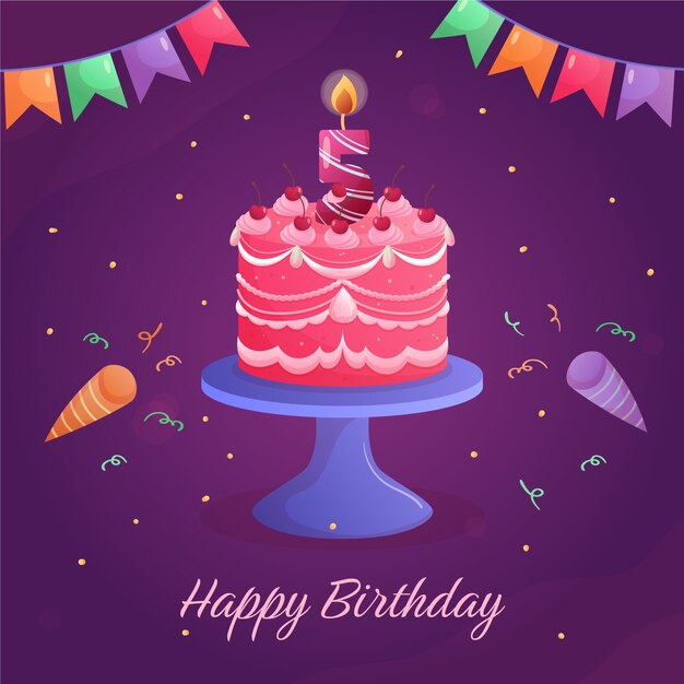 Gradiente de 5 años de aniversario o tarjeta de cumpleaños.