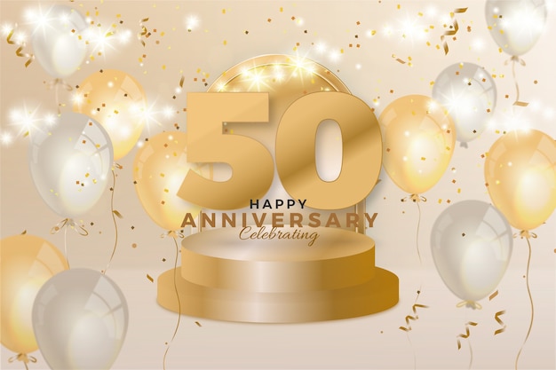 Vector gratuito gradiente 50 aniversario y cumpleaños.