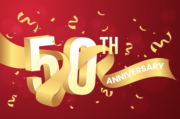 Vector gratuito gradiente 50 aniversario o diseño de cumpleaños.