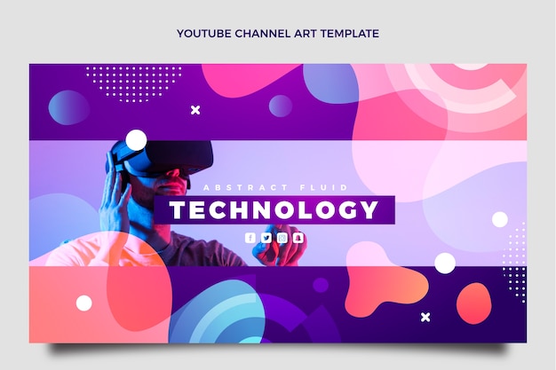Vector gratuito gradiente abstracto tecnología fluida canal de youtube arte