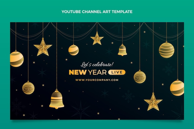 Vector gratuito gradiente año nuevo canal de youtube arte