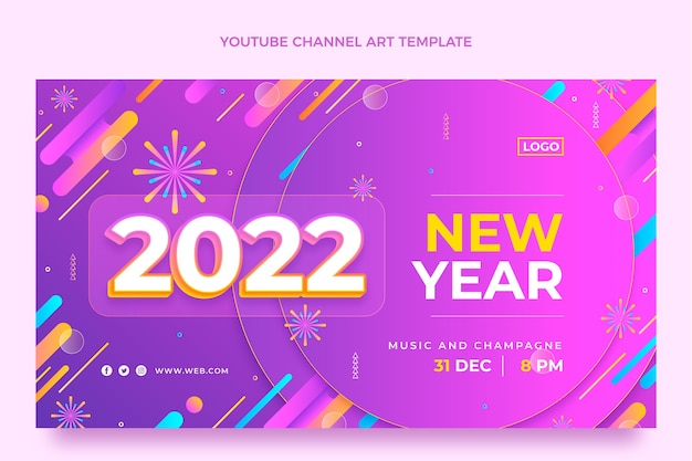 Vector gratuito gradiente año nuevo canal de youtube arte