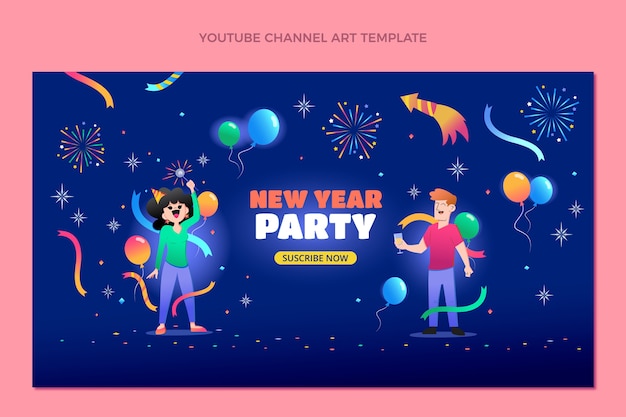 Vector gratuito gradiente año nuevo canal de youtube arte