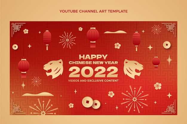 Vector gratuito gradiente año nuevo chino canal de youtube arte