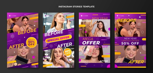 Gradiente antes y después de la colección de historias de ig
