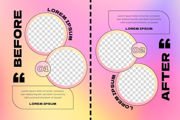 Vector gratuito gradiente antes y después de la plantilla de fondo