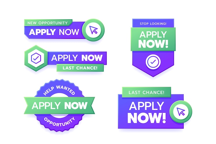 Vector gratuito gradiente aplicar ahora insignias