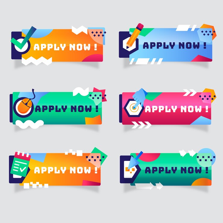 Vector gratuito gradiente aplicar ahora insignias