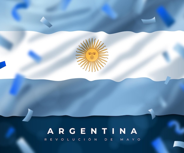 Gradiente argentino dia de la revolucion de mayo ilustración