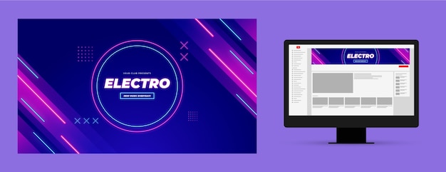 Vector gratuito gradiente de arte de canal de youtube de música electrónica.