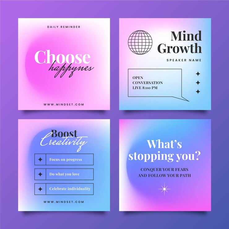 Vector gratuito gradiente citas inspiradoras colección de publicaciones de instagram