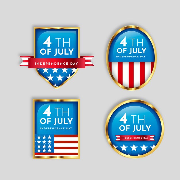 Gradiente colección de etiquetas y logos del 4 de julio