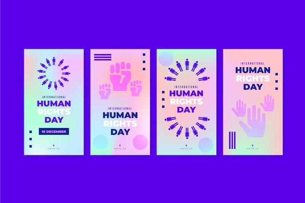 Vector gratuito gradiente colección de historias de instagram del día internacional de los derechos humanos