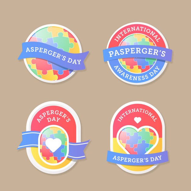 Gradiente colección de insignias del día internacional de asperger.