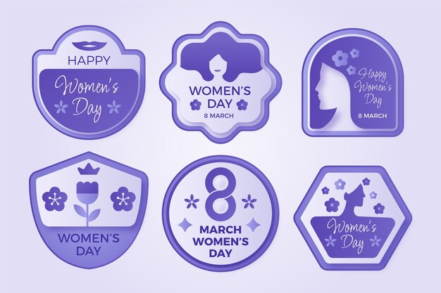 Gradiente colección de insignias del día internacional de la mujer.