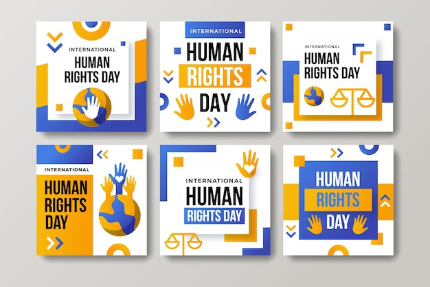 Gradiente colección de publicaciones de instagram del día internacional de los derechos humanos