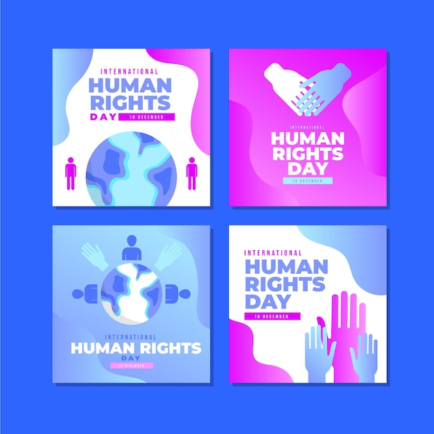 Vector gratuito gradiente colección de publicaciones de instagram del día internacional de los derechos humanos