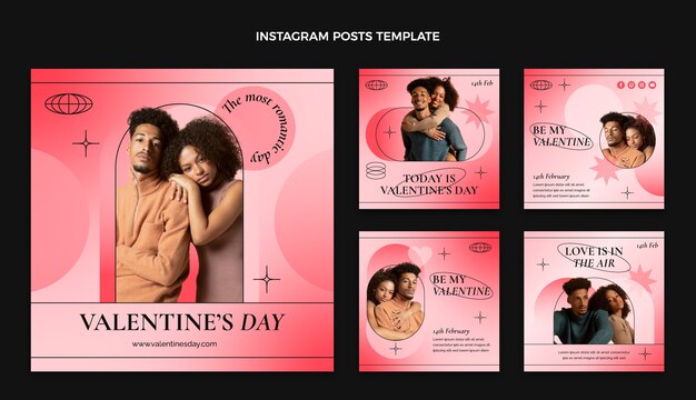 Gradiente colección de publicaciones de instagram del día de san valentín