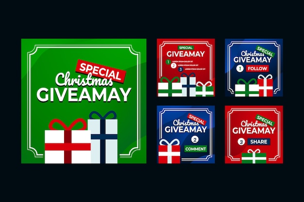 Gradiente colección de publicaciones de instagram de sorteo de navidad