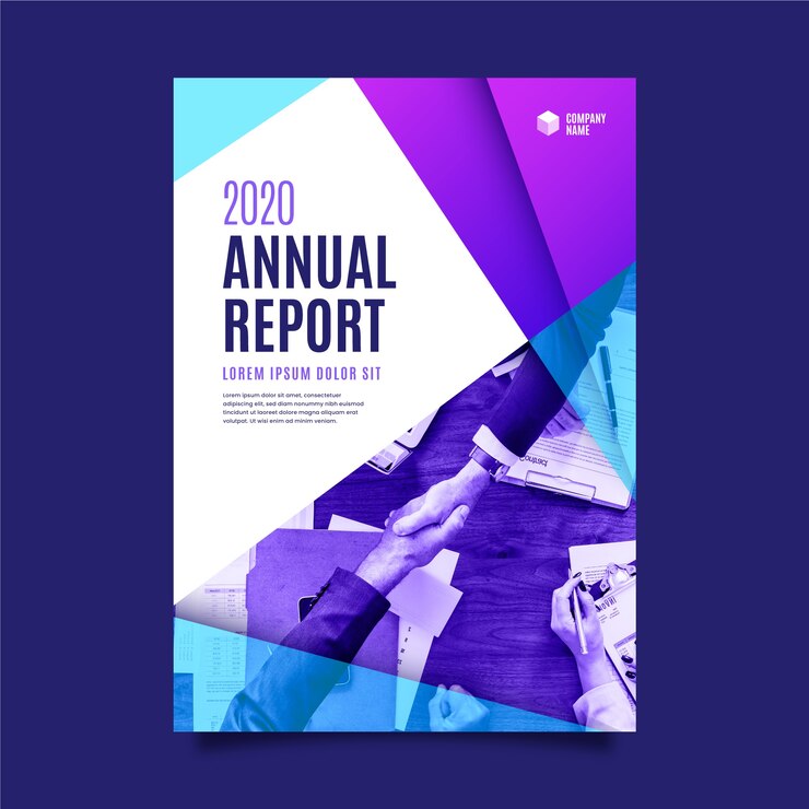 Vector gratuito gradiente de colores azul y violeta resumen informe anual