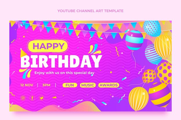 Gradiente colorido cumpleaños canal de youtube arte