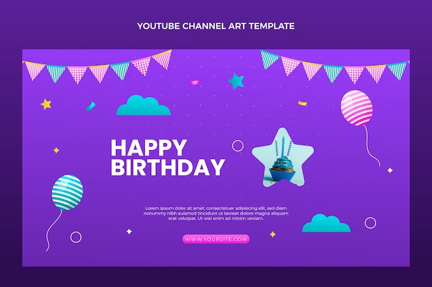 Vector gratuito gradiente colorido cumpleaños canal de youtube arte