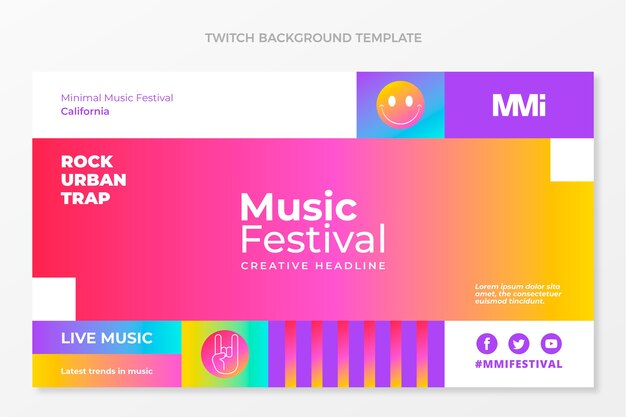 Gradiente colorido festival de música conmoción de fondo