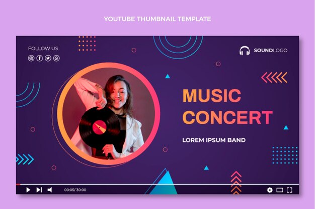 Gradiente colorido festival de música en miniatura de youtube