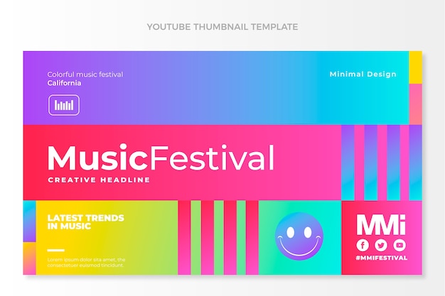 Gradiente colorido festival de música en miniatura de youtube