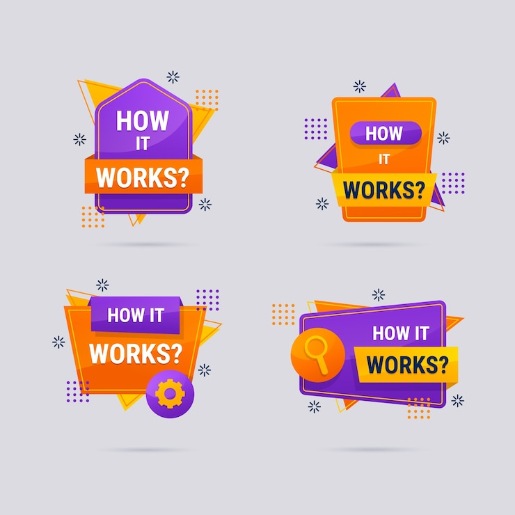 Vector gratuito gradiente cómo funciona insignias