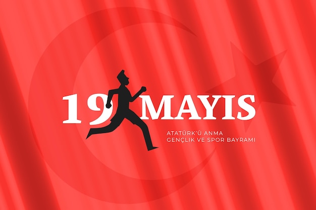 Gradiente de conmemoración turca de ataturk, ilustración del día de la juventud y el deporte