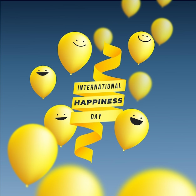 Vector gratuito gradiente día internacional de la ilustración de la felicidad con globos
