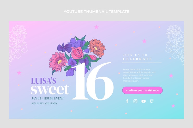 Vector gratuito gradiente dulce 16 miniatura de youtube