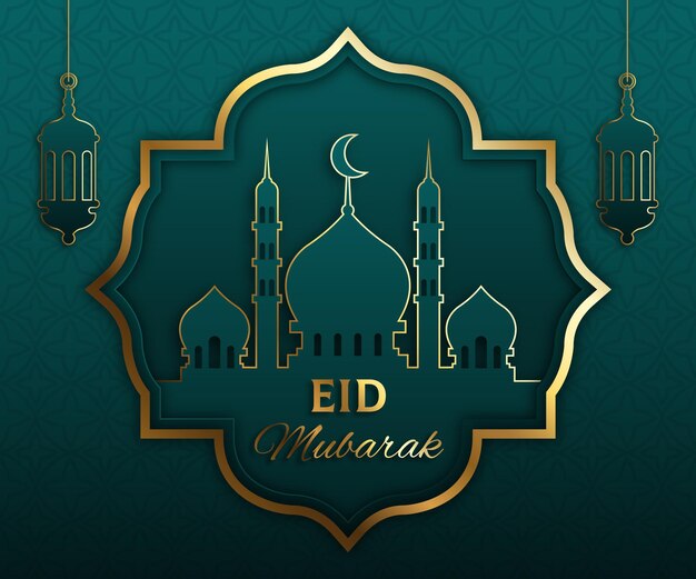 Gradiente de eid al-fitr - ilustración de eid mubarak