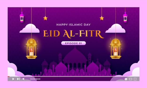 Vector gratuito gradiente eid al-fitr miniatura de youtube