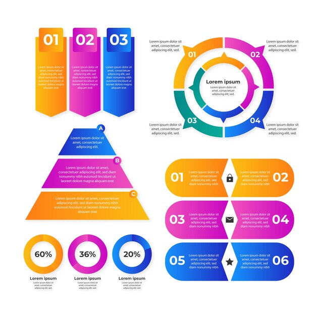 Gradiente de elementos de infografía