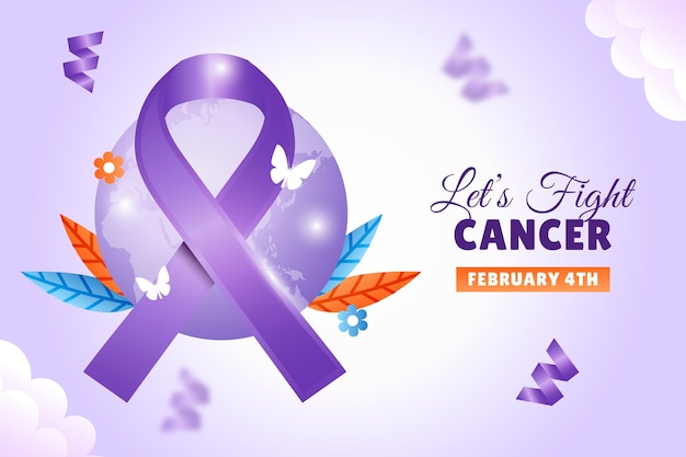 Vector gratuito gradiente de fondo para la concienciación del día mundial del cáncer