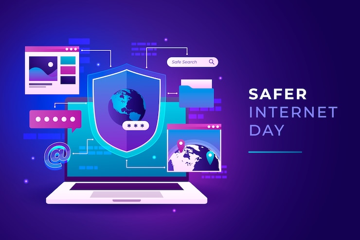 Vector gratuito gradiente de fondo del día de internet más seguro