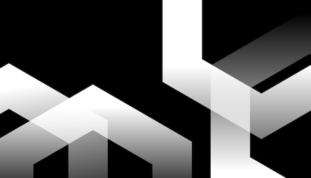Gradiente de fondo vectorial diseño abstracto de polígono blanco y negro