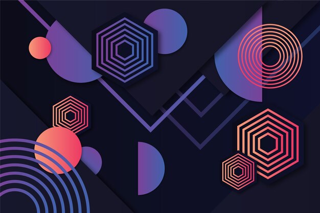Gradiente de formas geométricas sobre tema de fondo oscuro